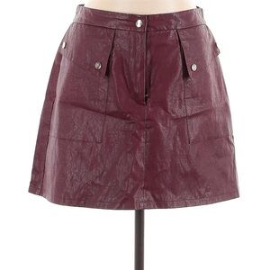 Zara Burgundy Mini Skirt with Button Details